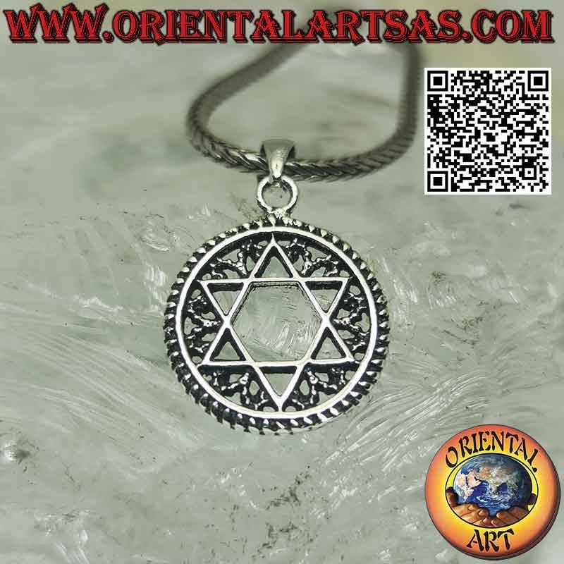 Pendentif en argent, étoile de David étoile juive dans le cercle