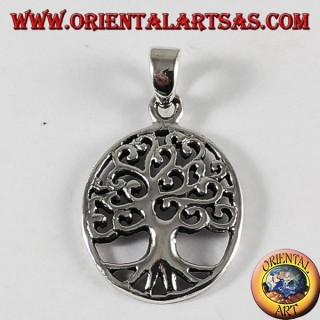 Pendentif argent, arbre de vie (ovale)