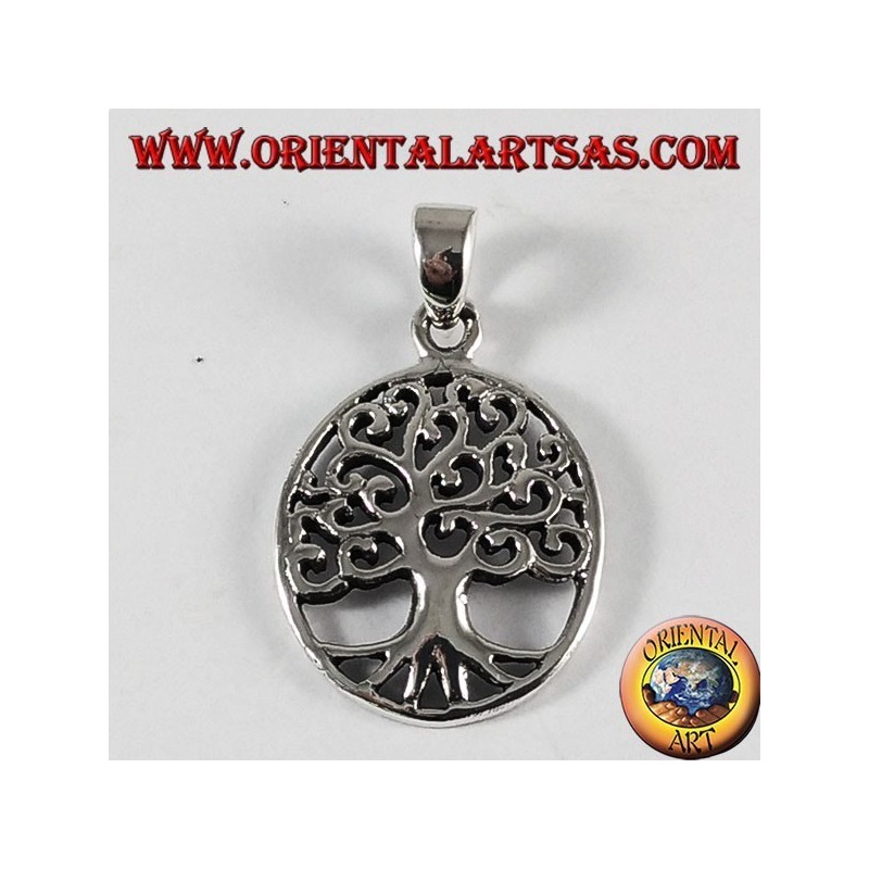 Pendentif argent, arbre de vie (ovale)