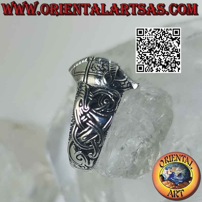 Silberring in Form eines Helms mit keltischen Gravuren (klein)