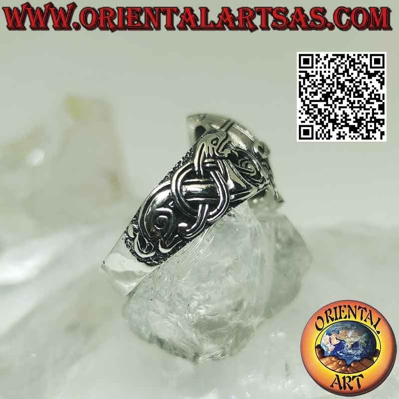 Silver ring in the shape of a helmet with Celtic engravings (small)