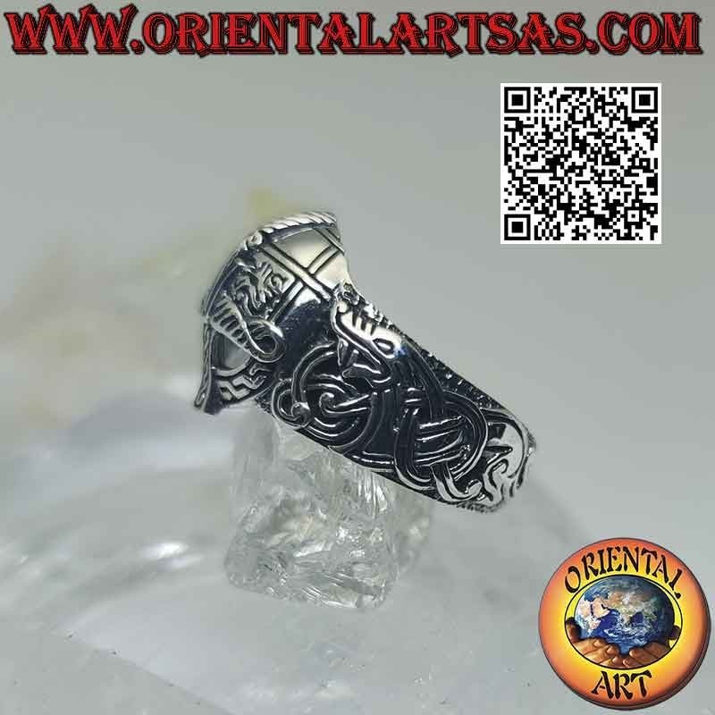 Bague en argent en forme de casque avec gravures celtiques (petite)