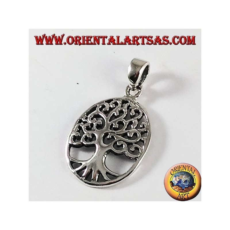 Silver pendant, tree of life (oval)