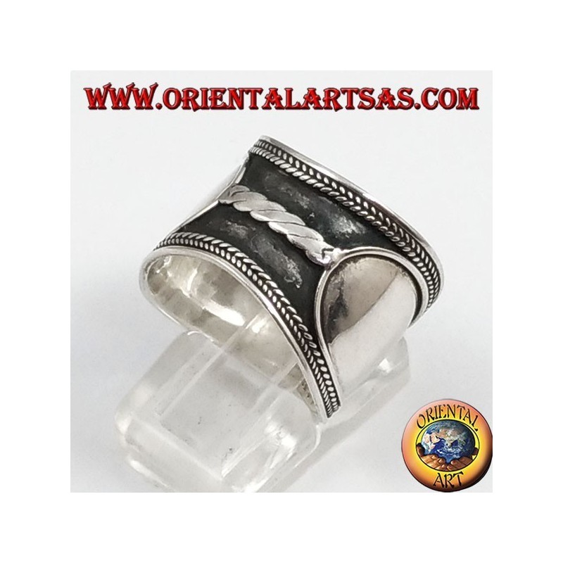 Silber Breitbandring , Bali, Zentral Geflecht