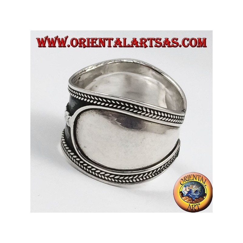 Silber Breitbandring , Bali, Zentral Geflecht