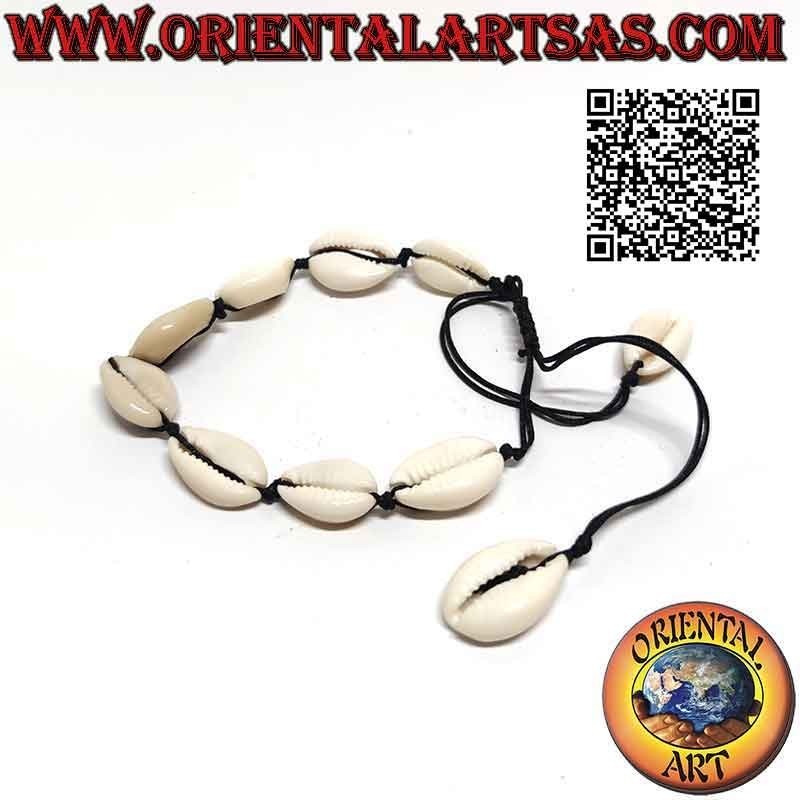 Bracciale - cavigliera conchiglie di ciprea e nodo (8+2)