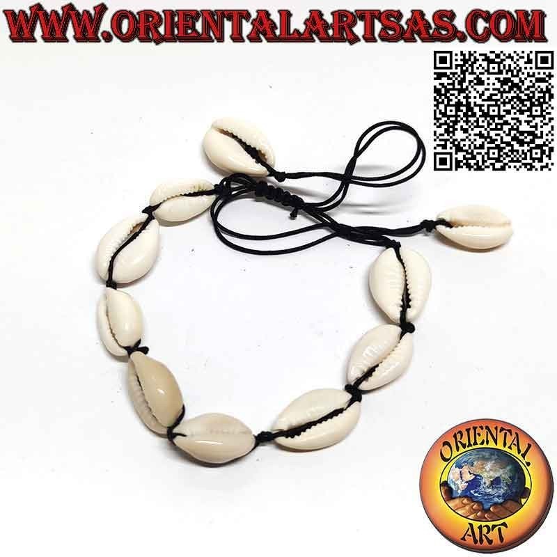 Bracciale - cavigliera conchiglie di ciprea e nodo (8+2)