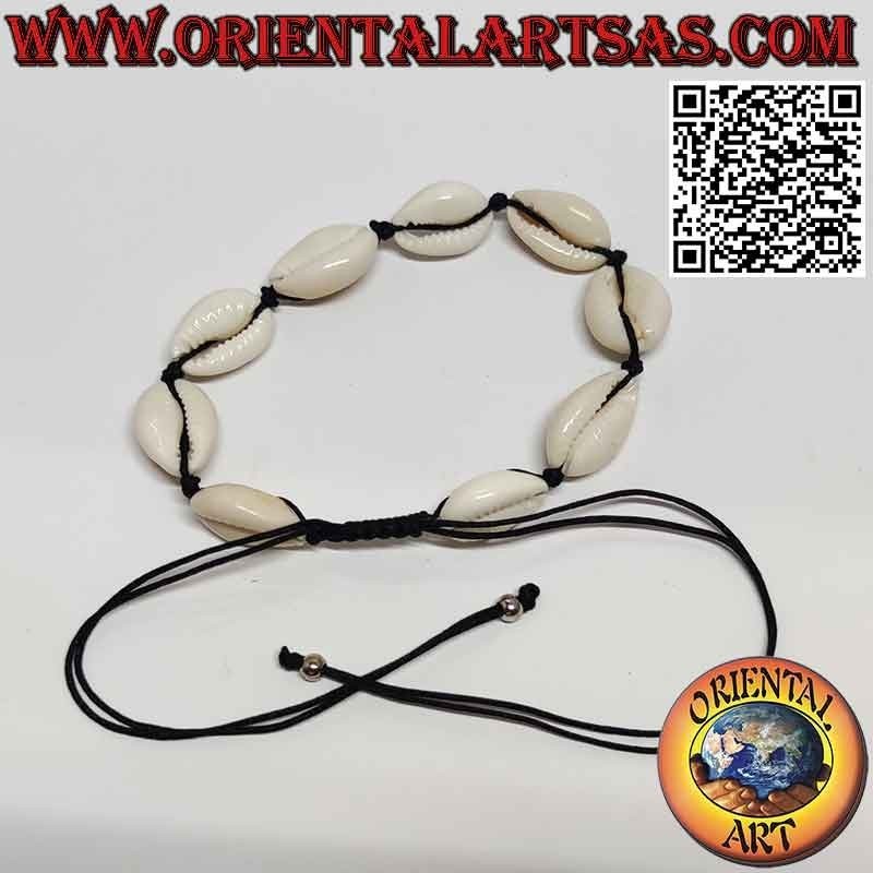 Bracelet - chevillère cauri et nœud coulant avec boule