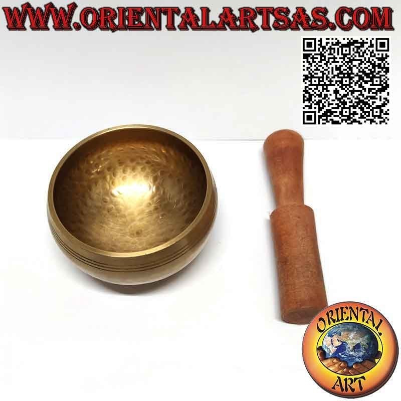 Cloche tibétaine de 9,5 cm Ø faite au poinçon et battue à la main avec un battant (240 g)