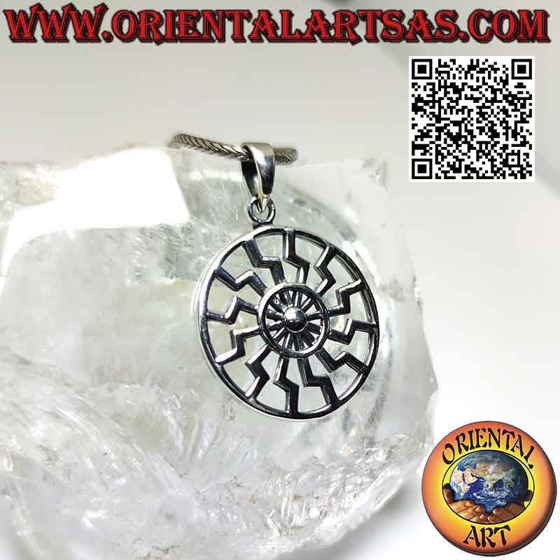 Silver pendant, black sun or perforated sun wheel (Ø 27 mm)
