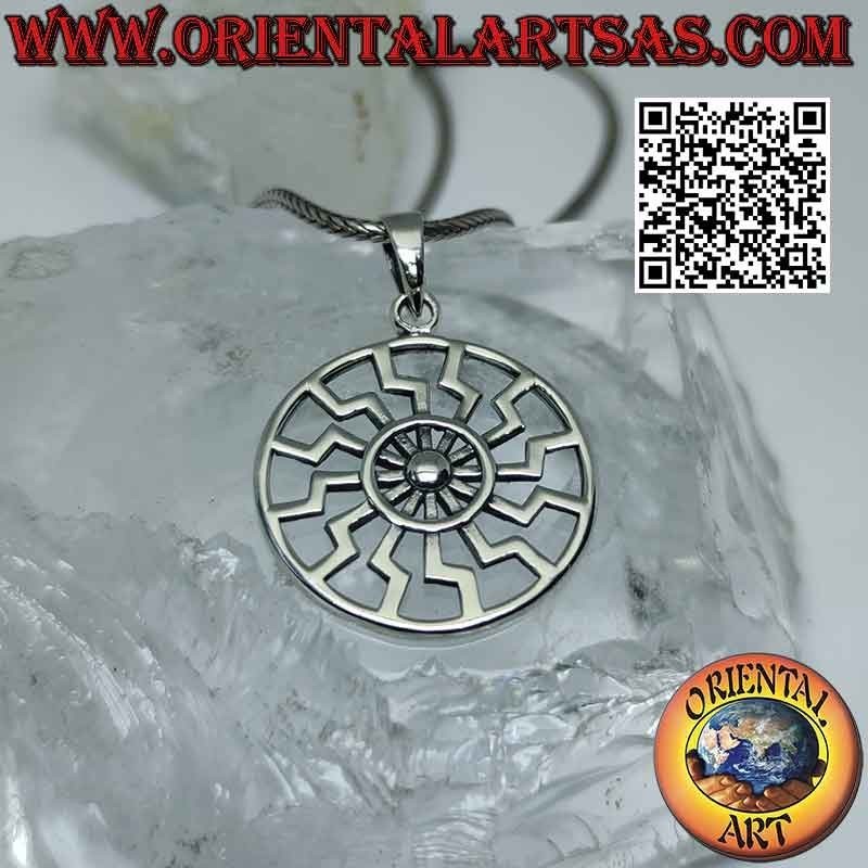 Silver pendant, black sun or perforated sun wheel (Ø 27 mm)