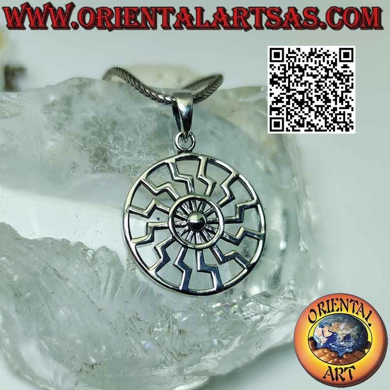 Silver pendant, black sun or perforated sun wheel (Ø 27 mm)