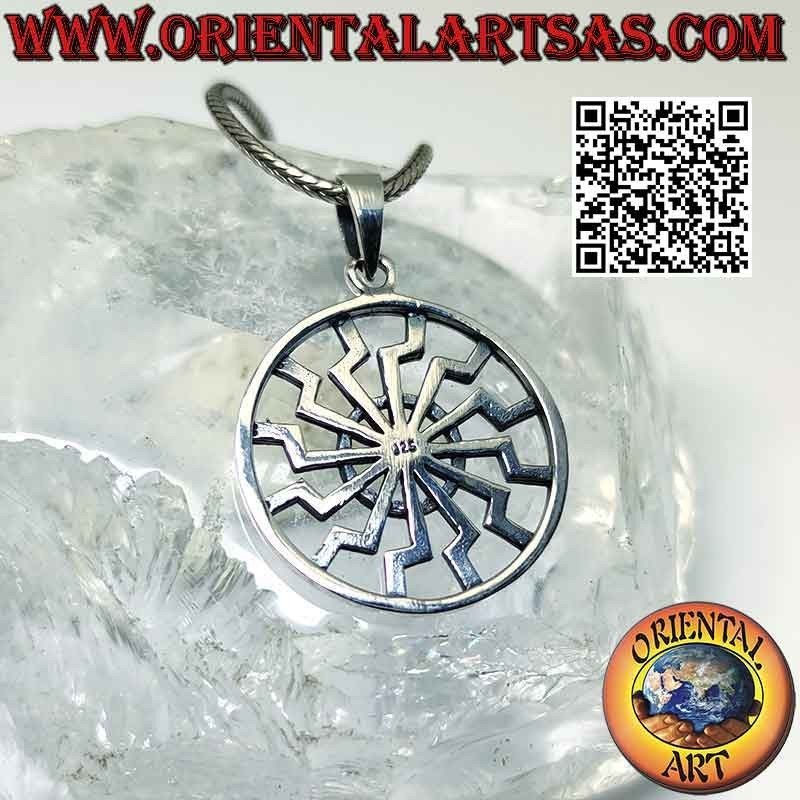 Silver pendant, black sun or perforated sun wheel (Ø 27 mm)