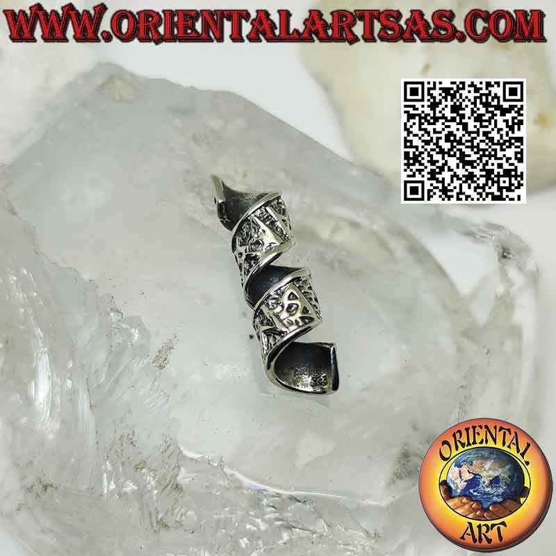 Perles dreadlock spirale en argent 925‰ avec runes celtiques en relief (pinces à cheveux)