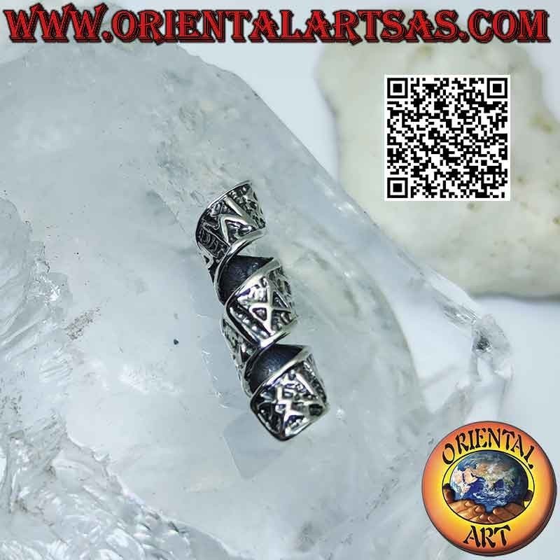 Spiral dreadlock beads in 925 ‰ silver with Celtic runes