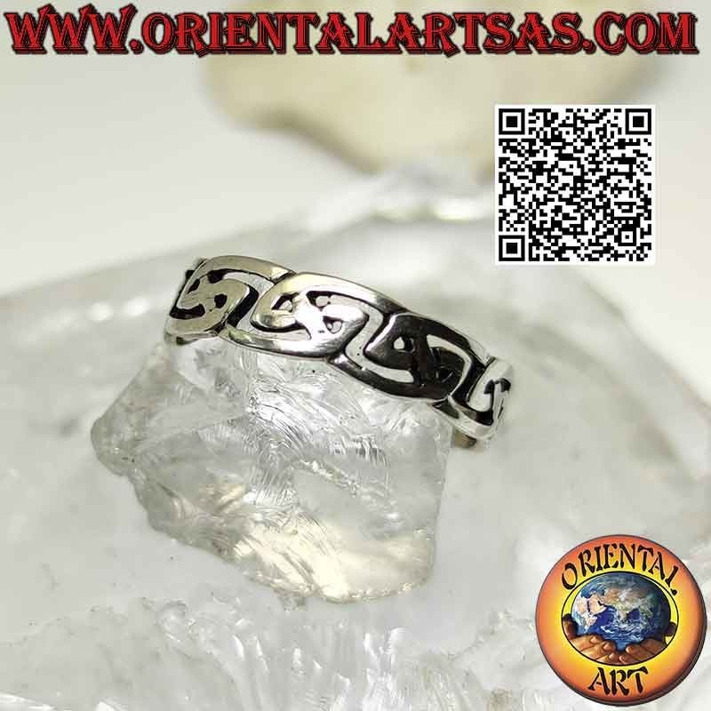 Anello in argento a fascia con intreccio celtico traforato (5 mm.)
