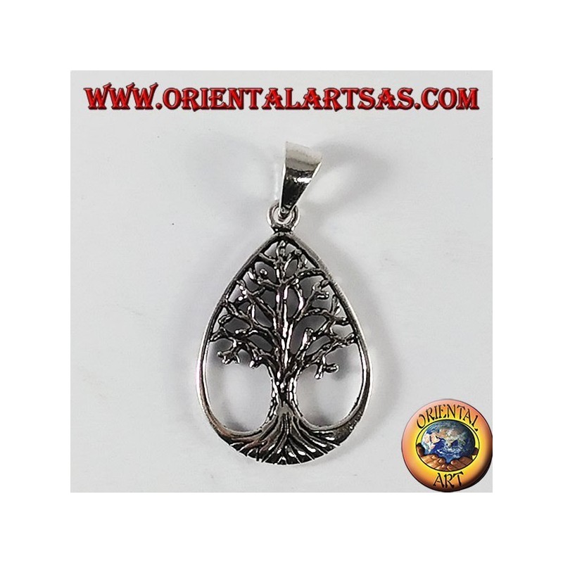 Silver pendant, tree of life (in drop)
