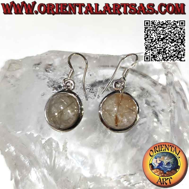 Orecchini in argento con quarzo rutilato (golden quartz) tondo