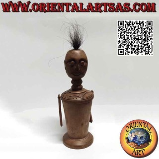 Scultura scatola primitiva di un indigeno in legno della Papua Nuova Guinea (24 cm)