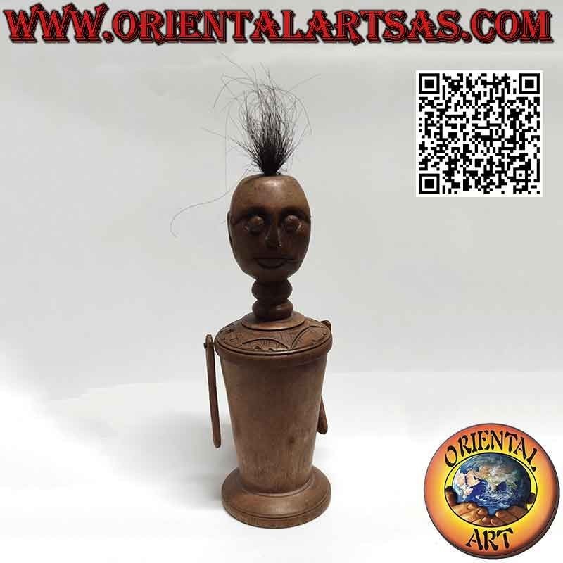 Sculpture en boîte primitive d'un homme indigène de Papouasie-Nouvelle-Guinée (24cm)