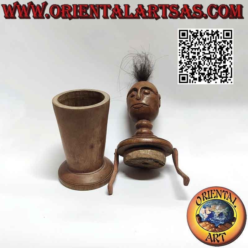 Escultura de caja primitiva de un hombre indígena de Papúa Nueva Guinea (24 cm)