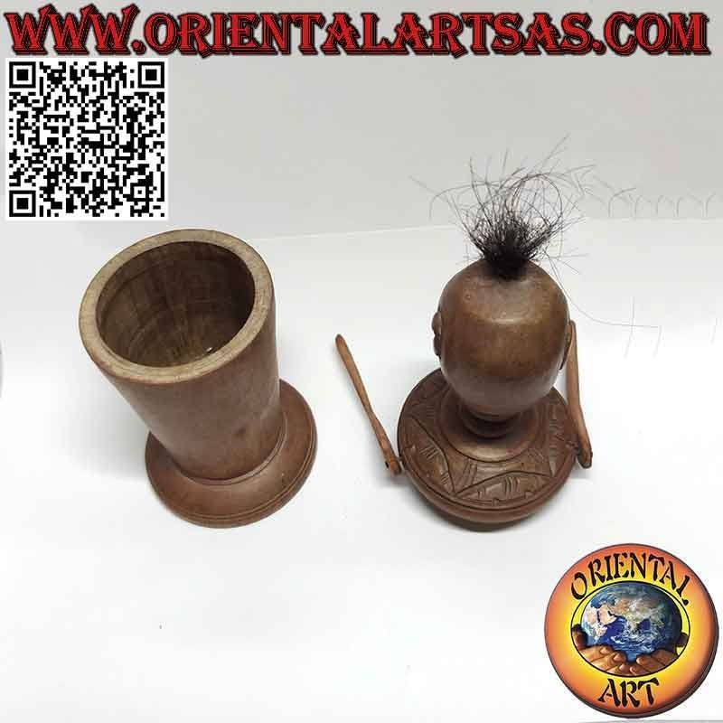 Sculpture en boîte primitive d'un homme indigène de Papouasie-Nouvelle-Guinée (24cm)