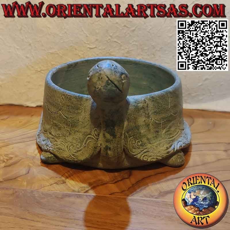 Vaso portaoggetti a forma di tartaruga in terracotta (verde) da Ø 17 cm