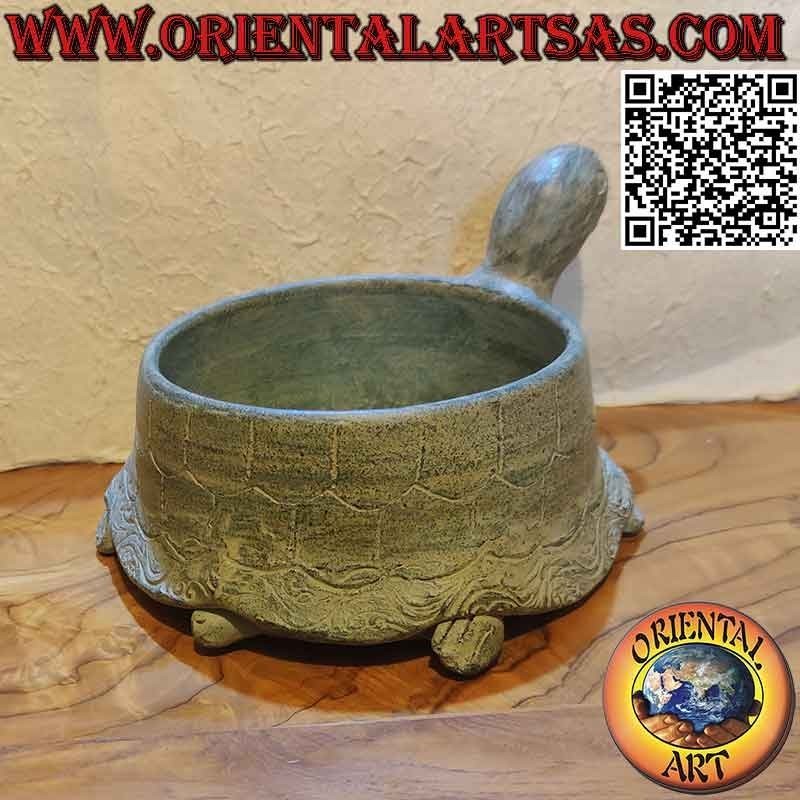 Terracotta (green) tortoise-shaped storage vase Ø 17 cm