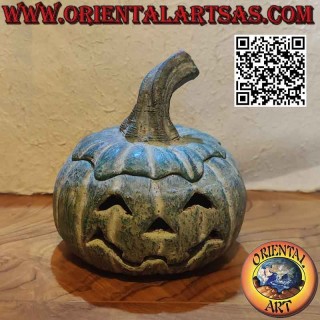 "Halloween" pumpkin-shaped box in green terracotta