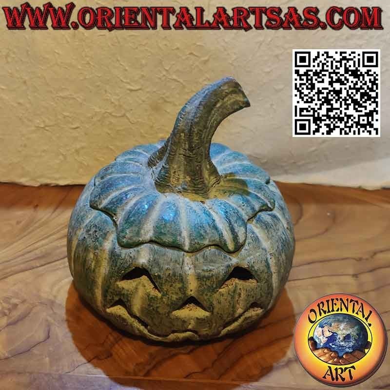 Boîte "Halloween" en forme de citrouille en terre cuite verte