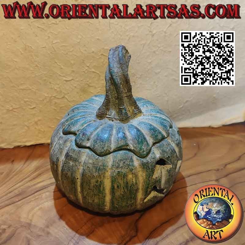 Scatola a forma di zucca di "Halloween" in terracotta verde