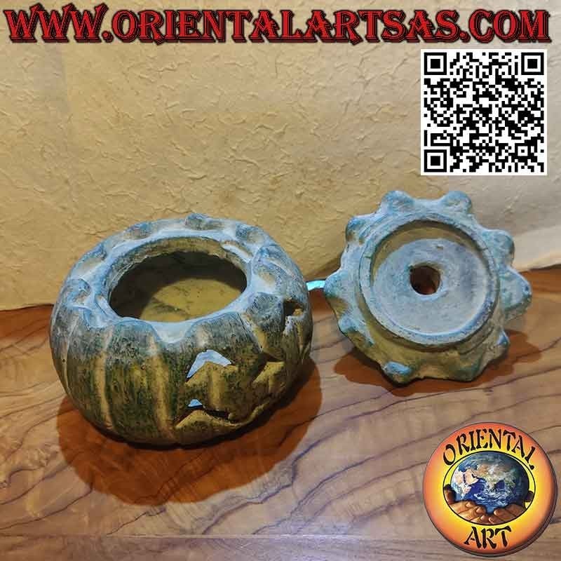 Boîte "Halloween" en forme de citrouille en terre cuite verte
