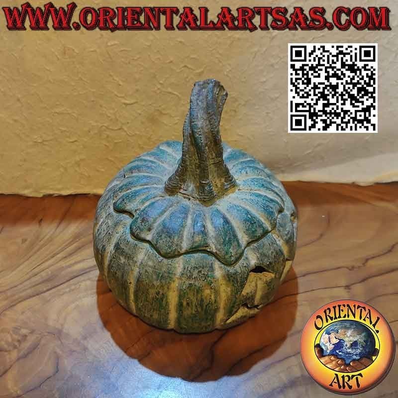 Boîte "Halloween" en forme de citrouille en terre cuite verte