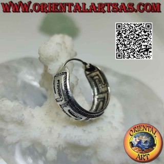 Boucles d'oreilles en argent avec large cercle bombé ciselé 20 mm (2)