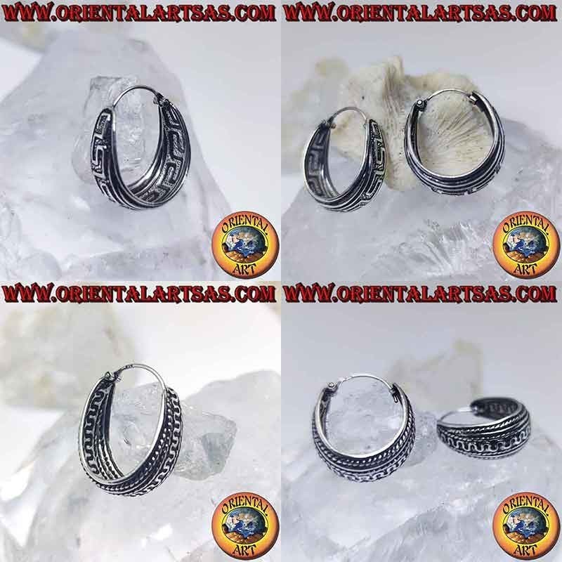 22 mm x 19 mm breite konvex gemeißelte wachsende Kreis-Silberohrringe (2)