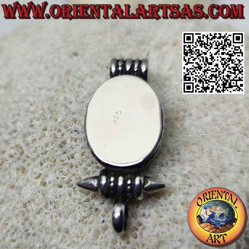 Colgante de plata Gao Kalachakra con turquesa tibetana antigua ovalada