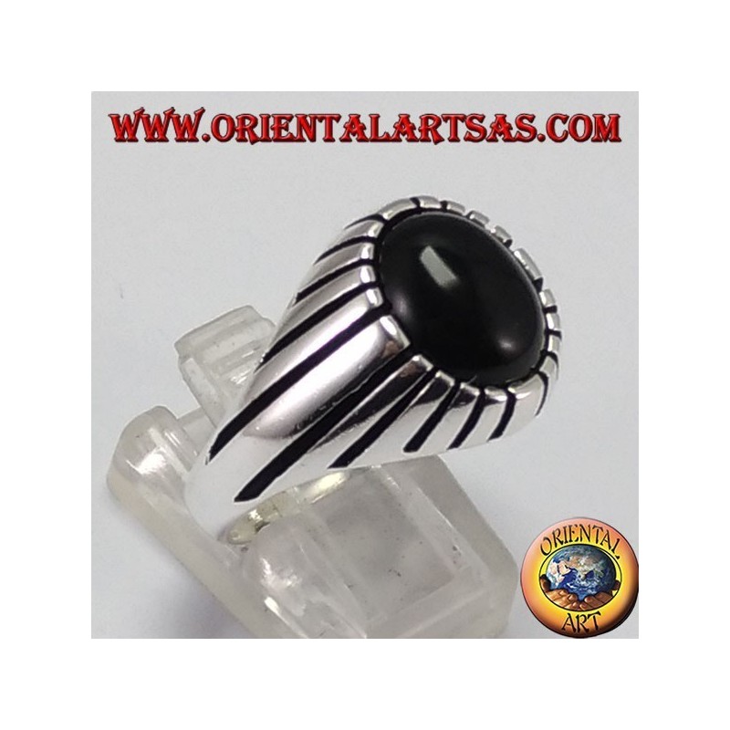 Silberring (für Männer) Onyx Oval