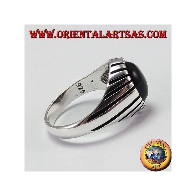 Anillo de plata (para los hombres) Onyx Oval