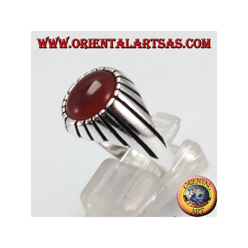 Silver (male) ring with oval horn