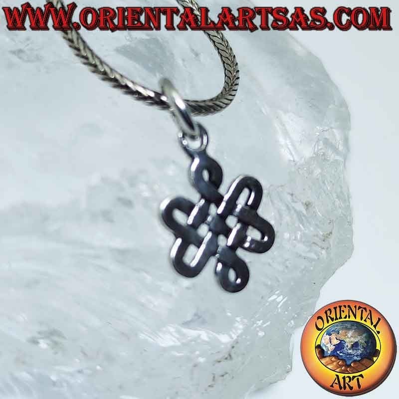 Pendentif en argent 925 tibétain noeud infini Srivatsa