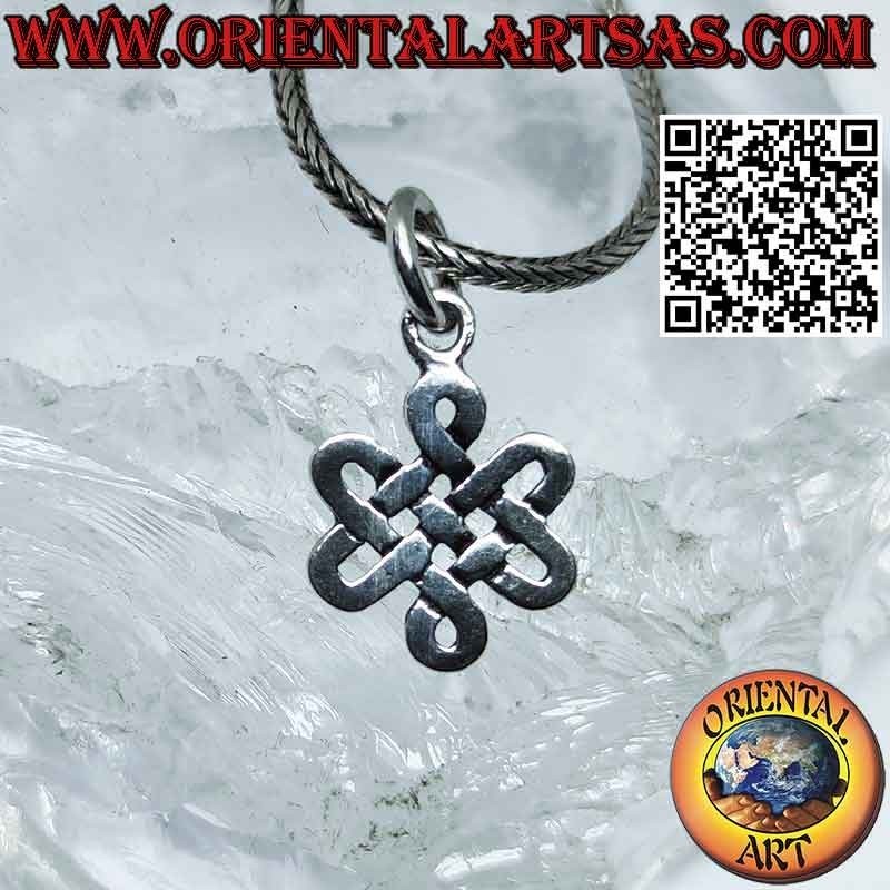 Pendentif en argent 925 tibétain noeud infini Srivatsa