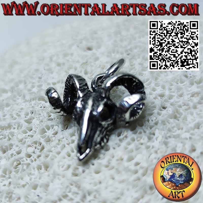 Pendentif en argent crâne de bélier (bélier) tridimensionnel