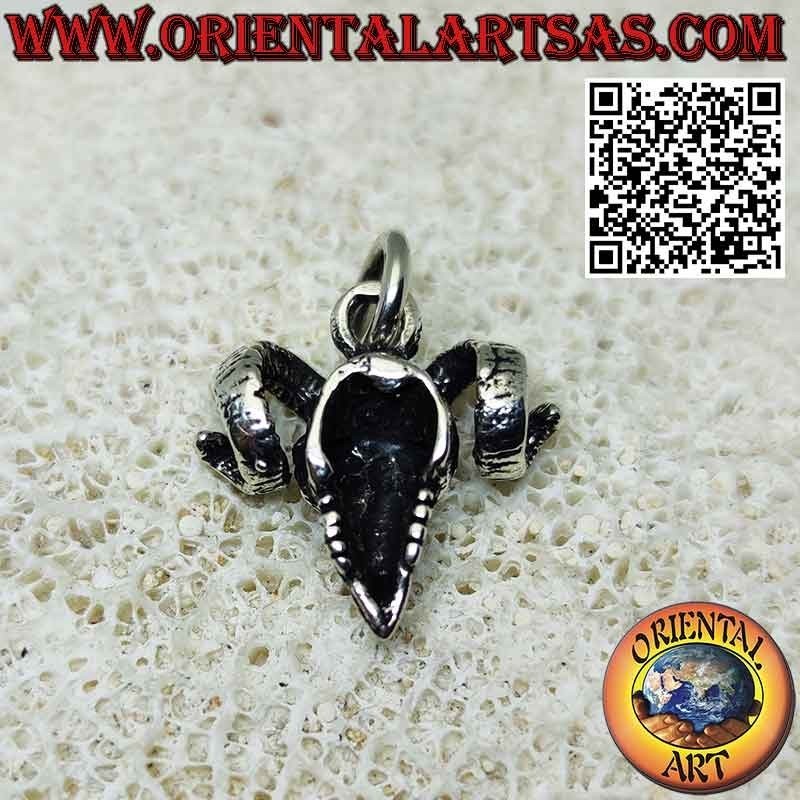 Three-dimensional ram (ram) skull silver pendant