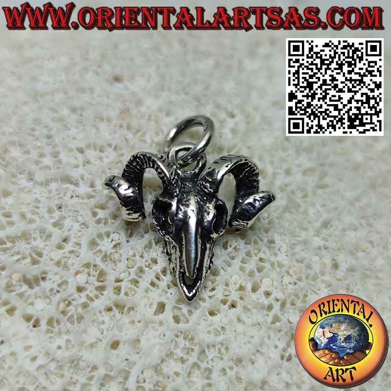 Pendentif en argent crâne de bélier (bélier) tridimensionnel