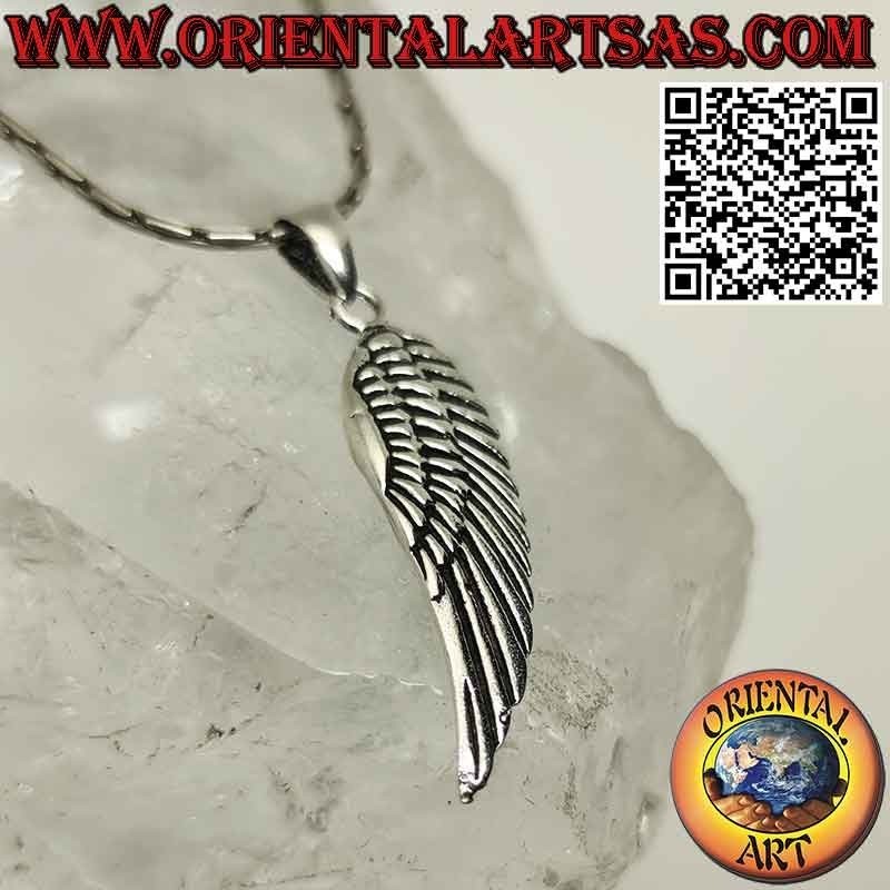 Colgante de plata con alas de ángel de doble cara (mediano)