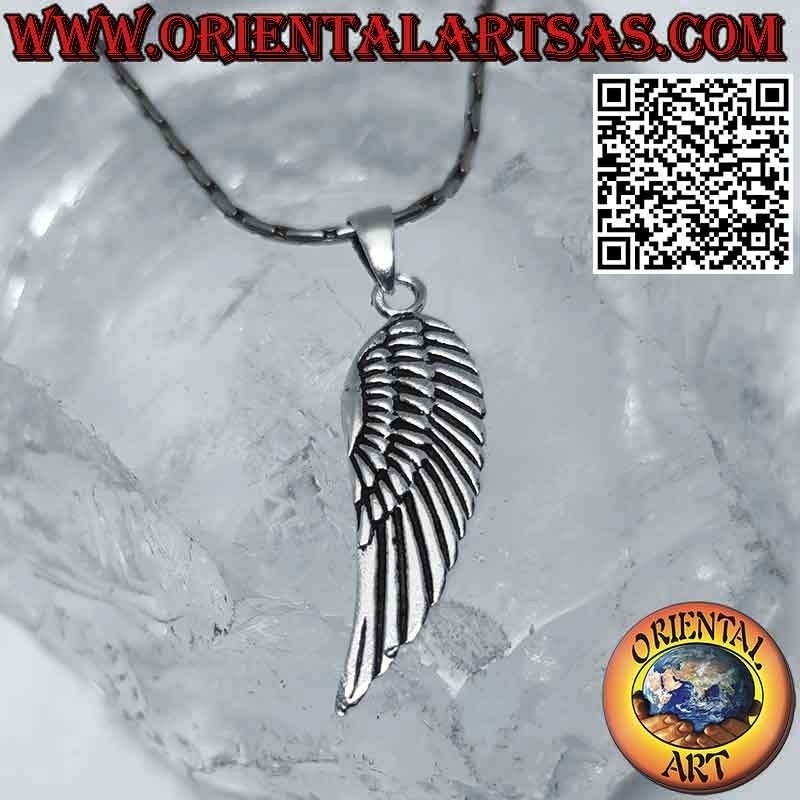 Double Sided Angel Wings Silver Pendant (Medium)