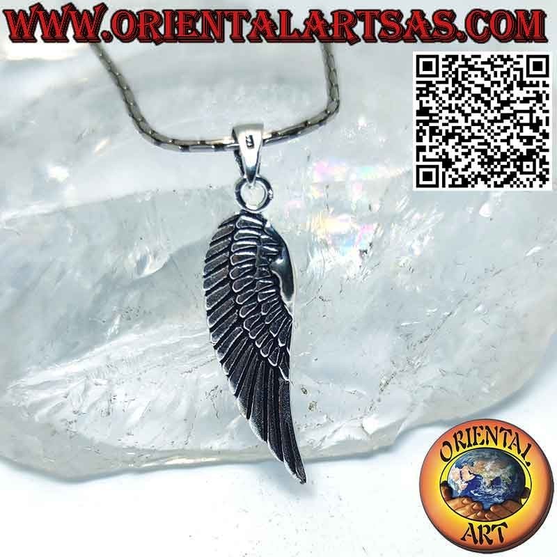 Colgante de plata con alas de ángel de doble cara (mediano)