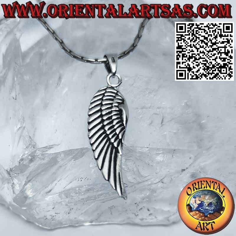 Double Sided Angel Wings Silver Pendant (Medium)