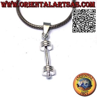 Colgante de plata en forma de mancuerna (barra) herramienta de gimnasia
