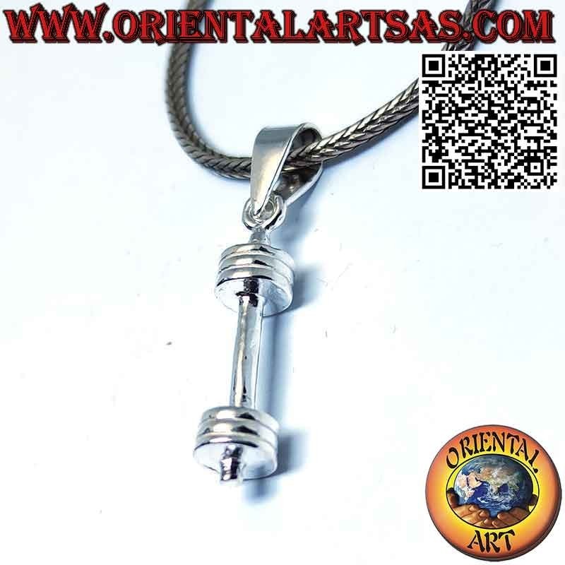Colgante de plata en forma de mancuerna (barra) herramienta de gimnasia